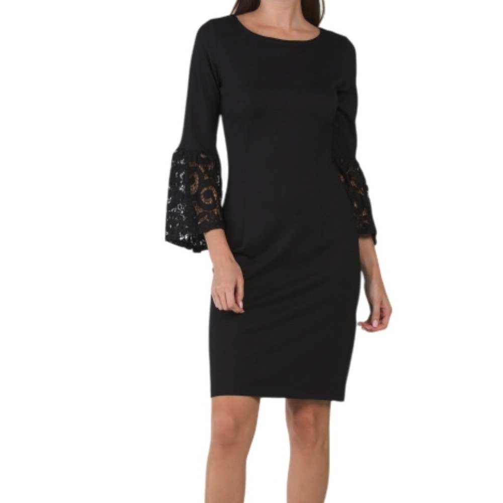 Nanette Lepore Eastern Opulence Lace Bell Sleeve Shift Dress Black Sz 8 NEW
